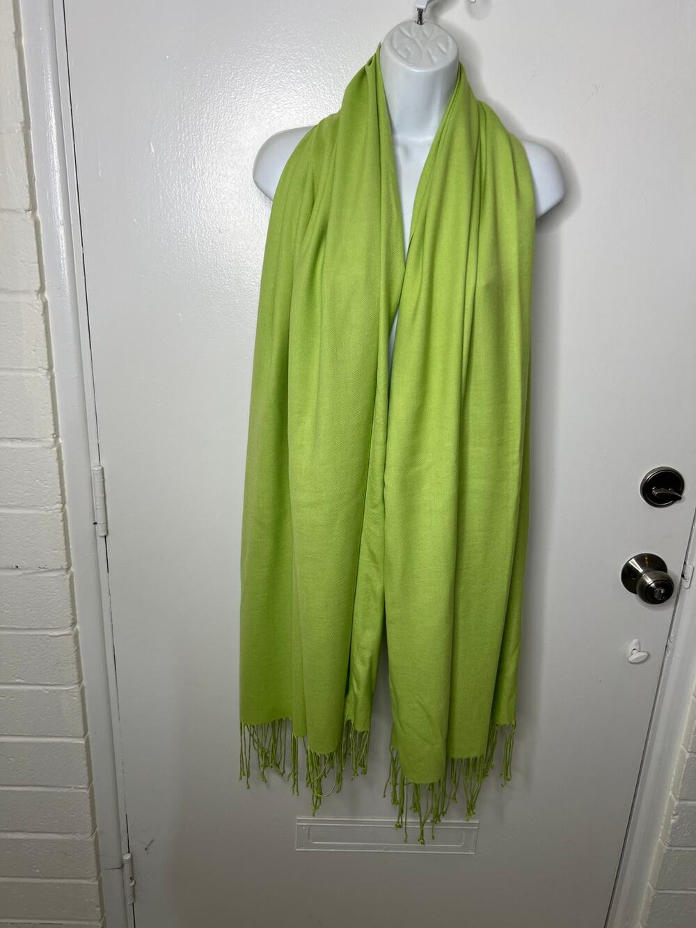 Pashmina Original 70% Cashmere 30% Silk Scarf Wrap Light Green ~ 85" by 31"